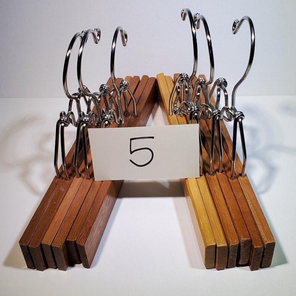 VINTAGE WOOD PANTS HANGERS..1970 ERA..BUNDLE NO. FIVE..BUNDLE QUANTITY: SIX